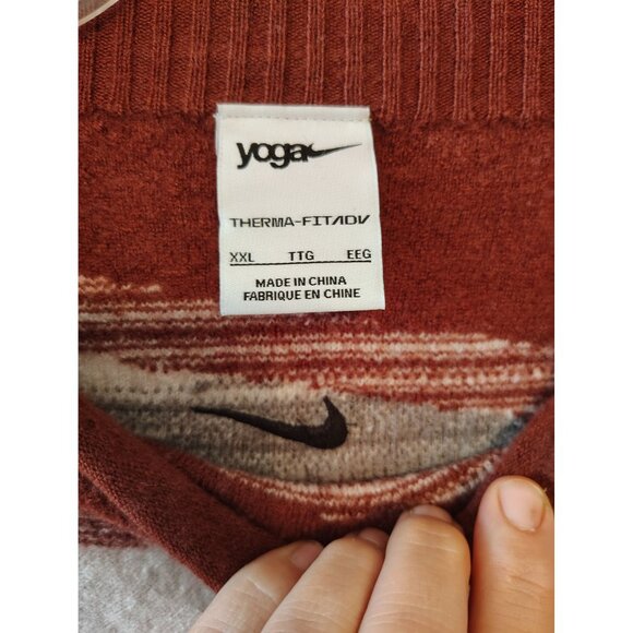 Nike XXL Yoga Therma Fit Adv Wool Sweater, Black Gray Maroon Abstract Stripe - Picture 5 of 6